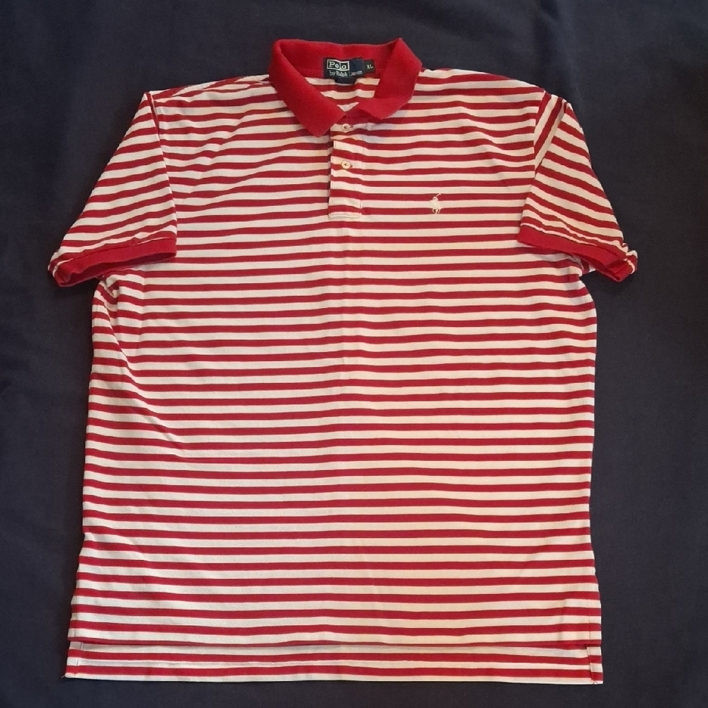 Ralph Lauren Striped Red and White Polo Shirt